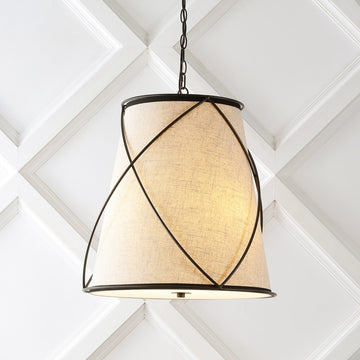 Milo 19" Rustic Farmhouse Iron LED Pendant - JONATHAN Y